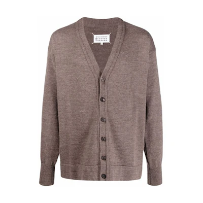 Maison Margiela FW21 Four-Stitches Elbow Patch Wool Cardigan Sweater Brown Men. S50HA1033S17835134M