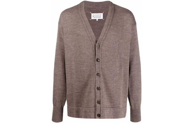 Order Cardigan de lana Maison Margiela FW21 parches en codo marrón para hombres. S50HA1033S17835134M