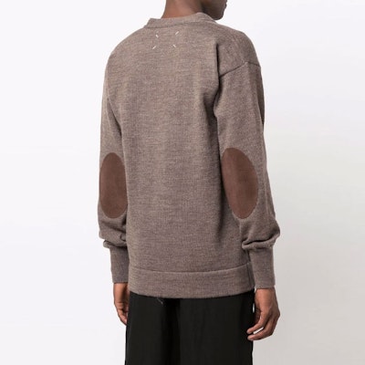 Cardigan de lana Maison Margiela FW21 parches en codo marrón para hombres. S50HA1033S17835134M Shop Cardigan de lana Maison Margiela FW21 parches en codo marrón para hombres. S50HA1033S17835134M