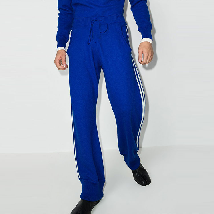 Shop Maison Margiela FW21 側條紋運動長褲 藍色 S50KA0577S17836520F