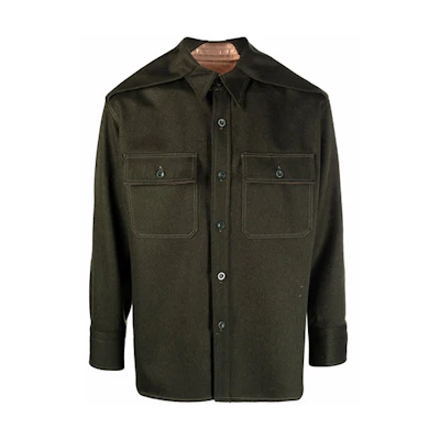 Maison Margiela FW21 Solid Wool Stitch Shirt Jacket Men’s Green S30DL0495S54297697