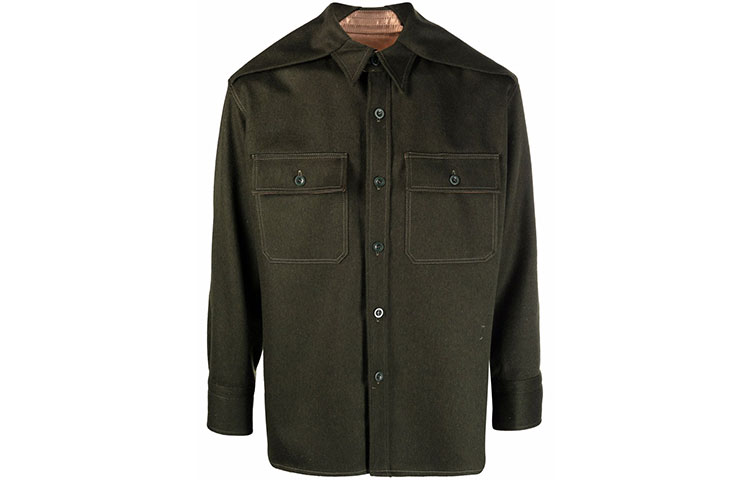 Order Chaqueta Camisa de Lana Sólida Maison Margiela FW21 para Hombre Verde. S30DL0495S54297697