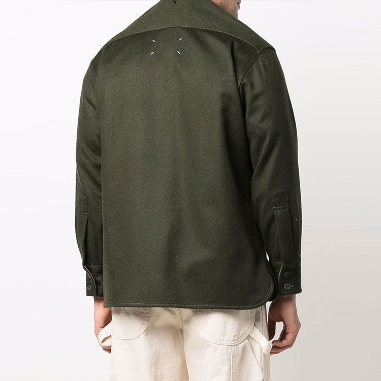 Shop Chaqueta Camisa de Lana Sólida Maison Margiela FW21 para Hombre Verde. S30DL0495S54297697