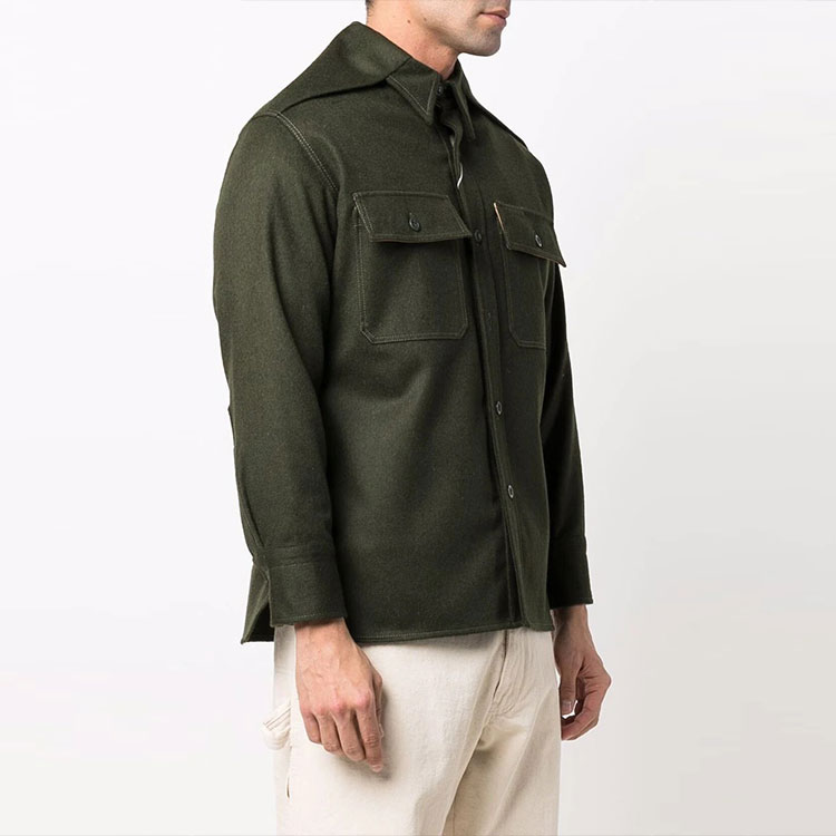 Purchase Chaqueta Camisa de Lana Sólida Maison Margiela FW21 para Hombre Verde. S30DL0495S54297697