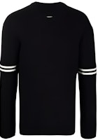 Maison Margiela FW21 Striped Detail Wool Sweater Black Round Neck Pullover S50HA1023S17836900F Maison Margiela FW21 Striped Detail Wool Sweater Black Round Neck Pullover S50HA1023S17836900F