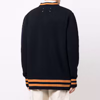Purchase Maison Margiela FW21 海軍藍V領條紋羊毛套頭毛衣 S50HA1027S17834511F