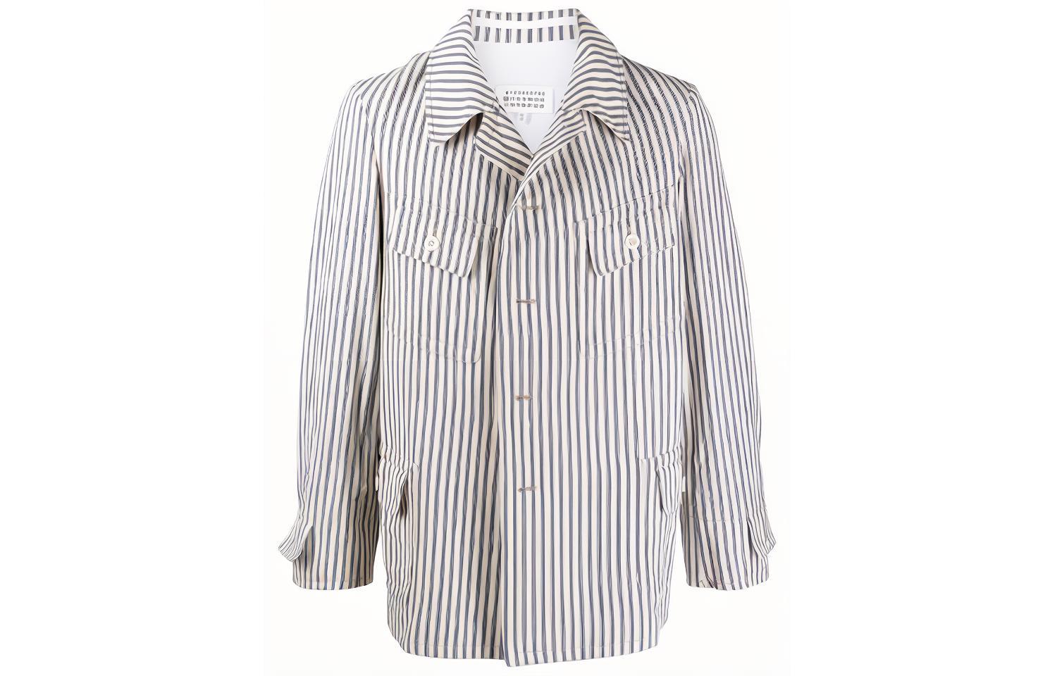 Maison Margiela FW21 White Pinstripe Shirt Jacket S50AM0498S53708001F