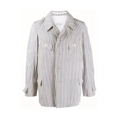Maison Margiela FW21 White Pinstripe Shirt Jacket S50AM0498S53708001F
