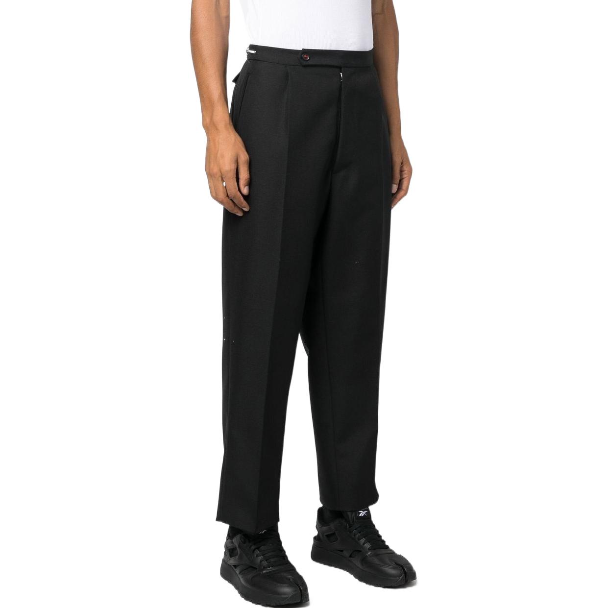 Purchase 메종 마르지엘라 FW22 블랙 미드라이즈 테이퍼드 캐주얼 팬츠 SI1KA0002S49892900