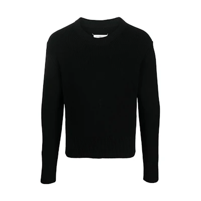 Maison Margiela FW22 Black Simple Wool Pullover Sweater. SI1HA0012S17781900F