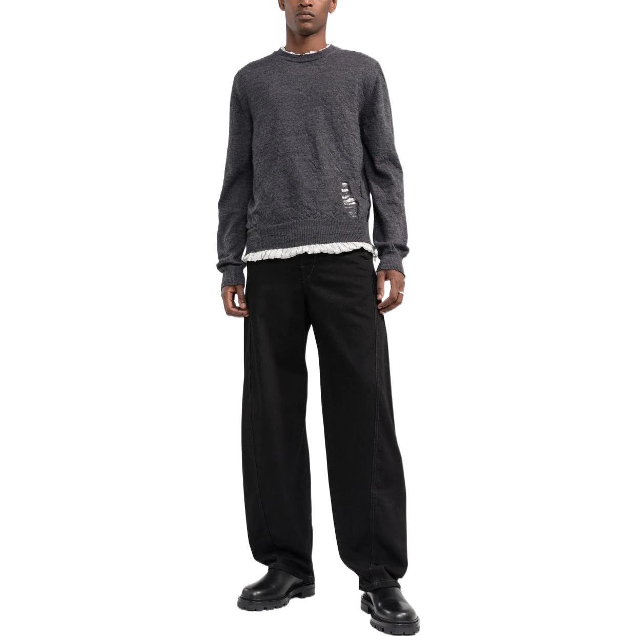 Lookbook Maison Margiela FW22 破壞風羊毛圓領毛衣 - 深灰色 SI1HA0005S17784860