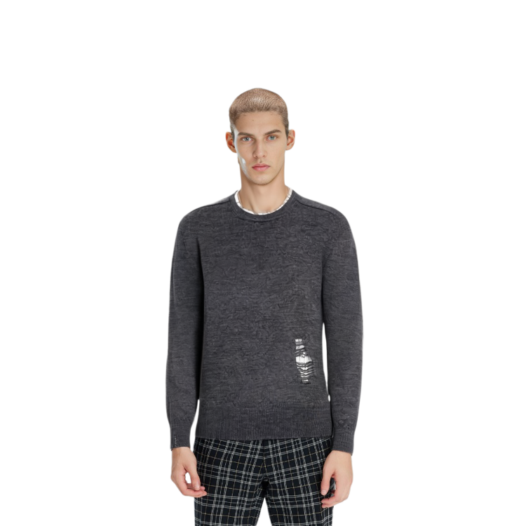 Details for Maison Margiela FW22 破壞風羊毛圓領毛衣 - 深灰色 SI1HA0005S17784860