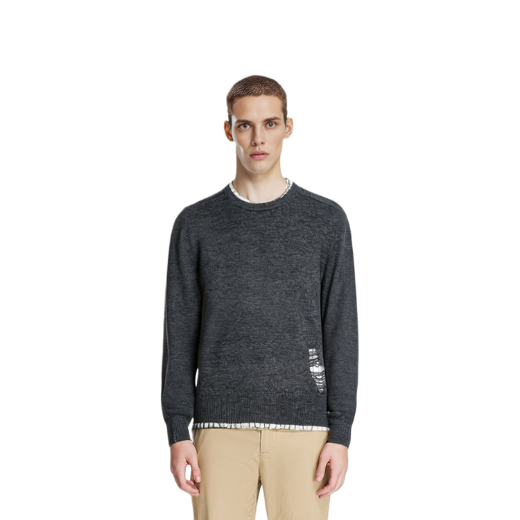 Sizing Maison Margiela FW22 破壞風羊毛圓領毛衣 - 深灰色 SI1HA0005S17784860