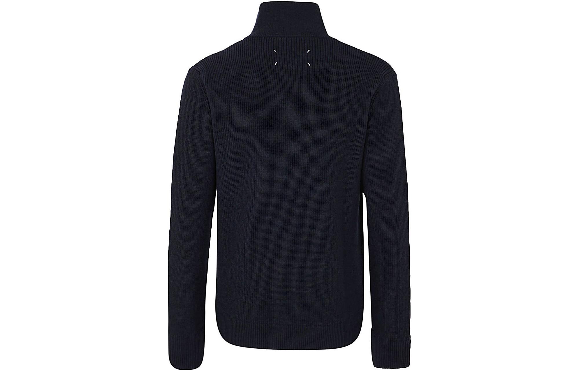 Lookbook Maison Margiela FW22 Jaket Kardigan Sweater Wol Zip-Up - Biru SI1HA0013S17781511F