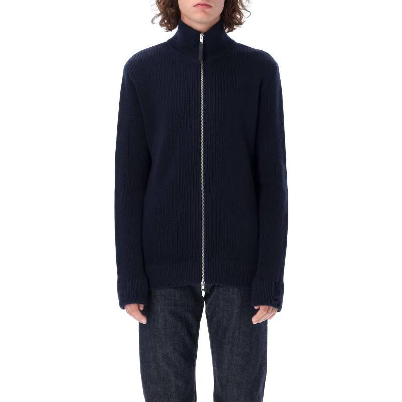 Shop Maison Margiela FW22 Jaket Kardigan Sweater Wol Zip-Up - Biru SI1HA0013S17781511F