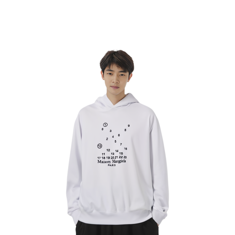 Shop Sudadera Maison Margiela FW22 Digital Cross Print Blanca con Capucha. S50GU0202S25505-100