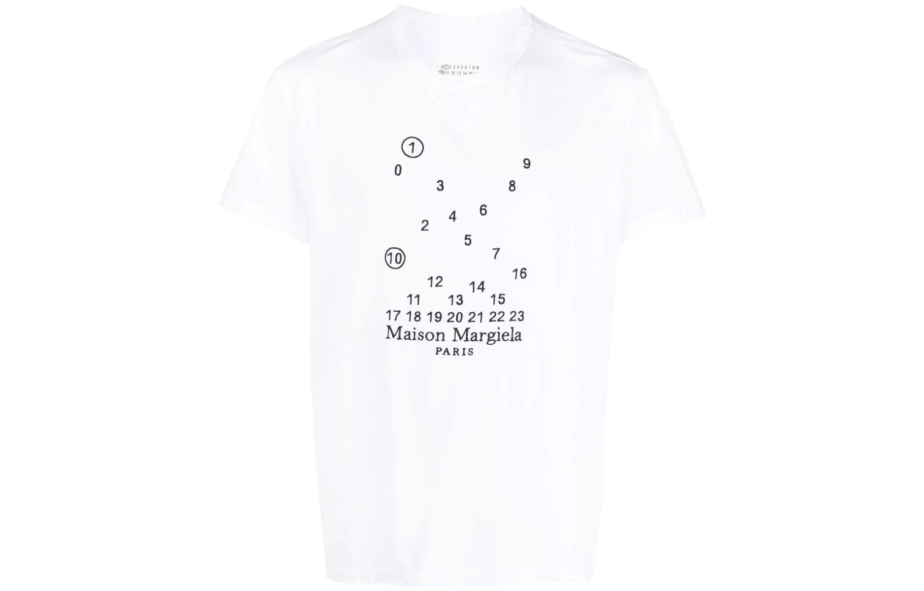 Maison Margiela FW22 Digital Embroidery White Short Sleeve T-Shirt Men. S50GC0684S22816-100