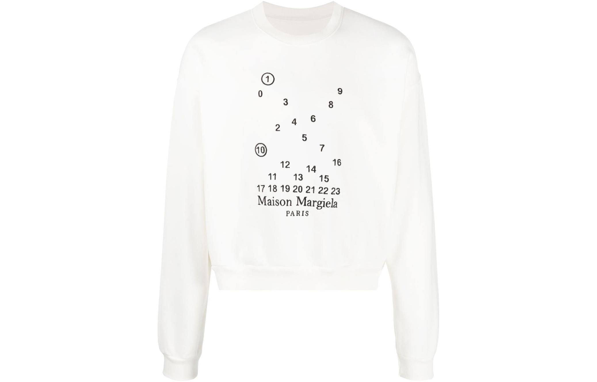 Maison Margiela FW22 Digital Logo Print Crewneck Sweatshirt Unisex White S51GU0118S25540101