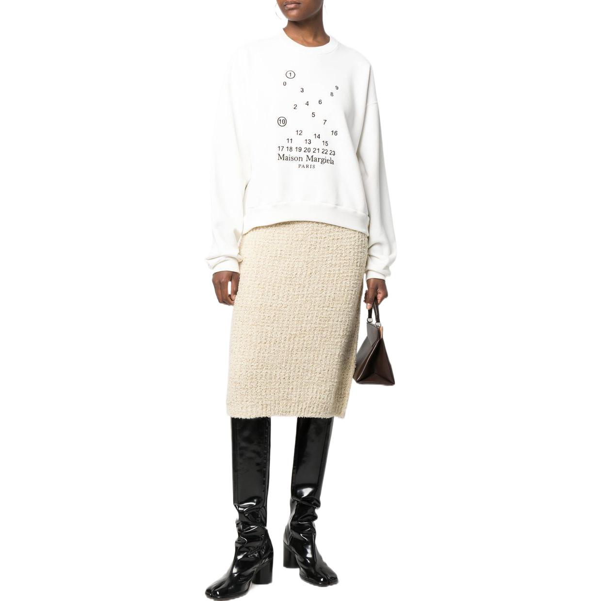 Shop Sudadera Unisex Blanca Maison Margiela FW22 Logo Digital Crewneck. S51GU0118S25540101