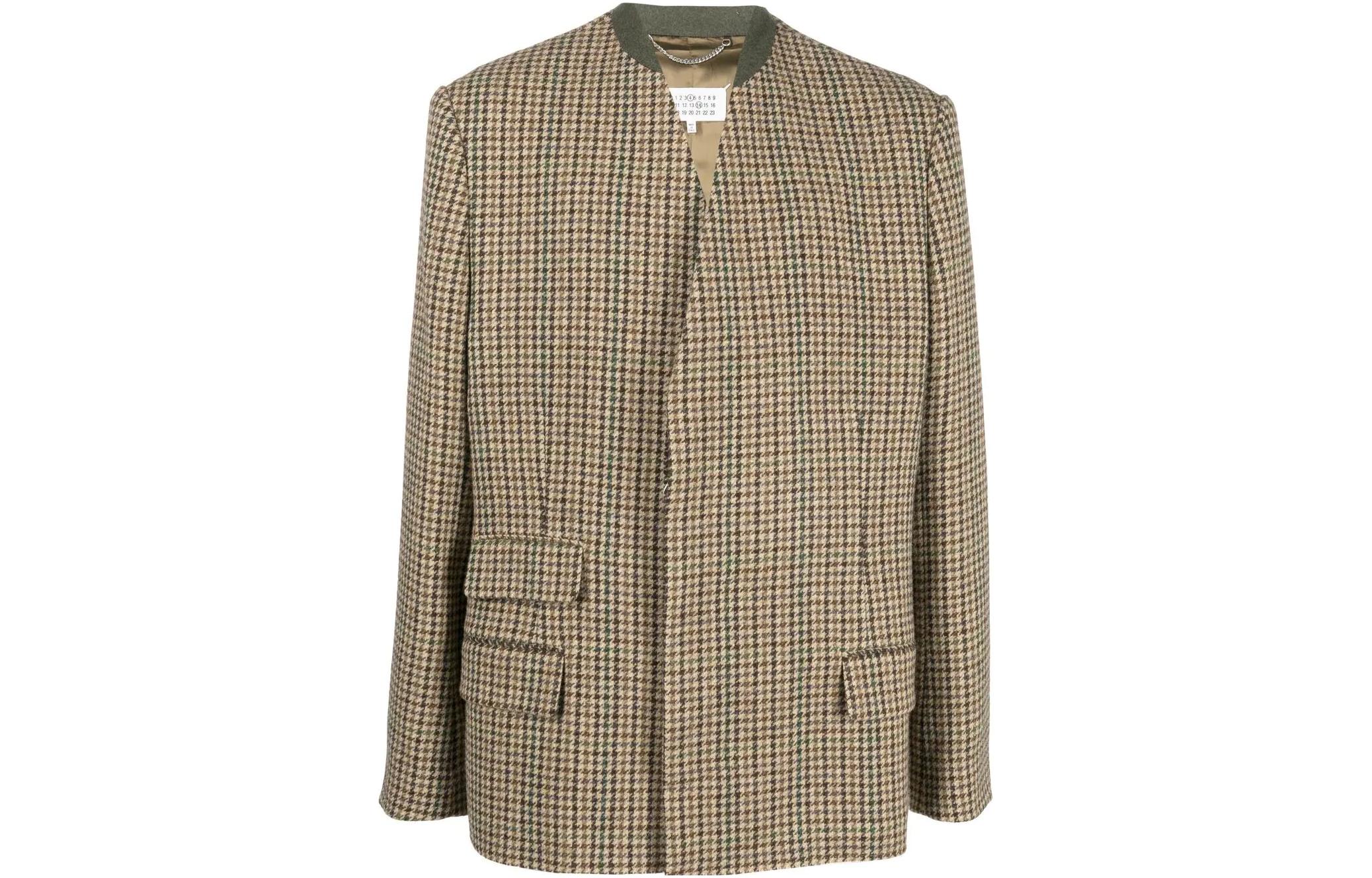 Maison Margiela FW22 Light Grey Quilted Double-Breasted Jacket Mens SI1AM0002S54870852