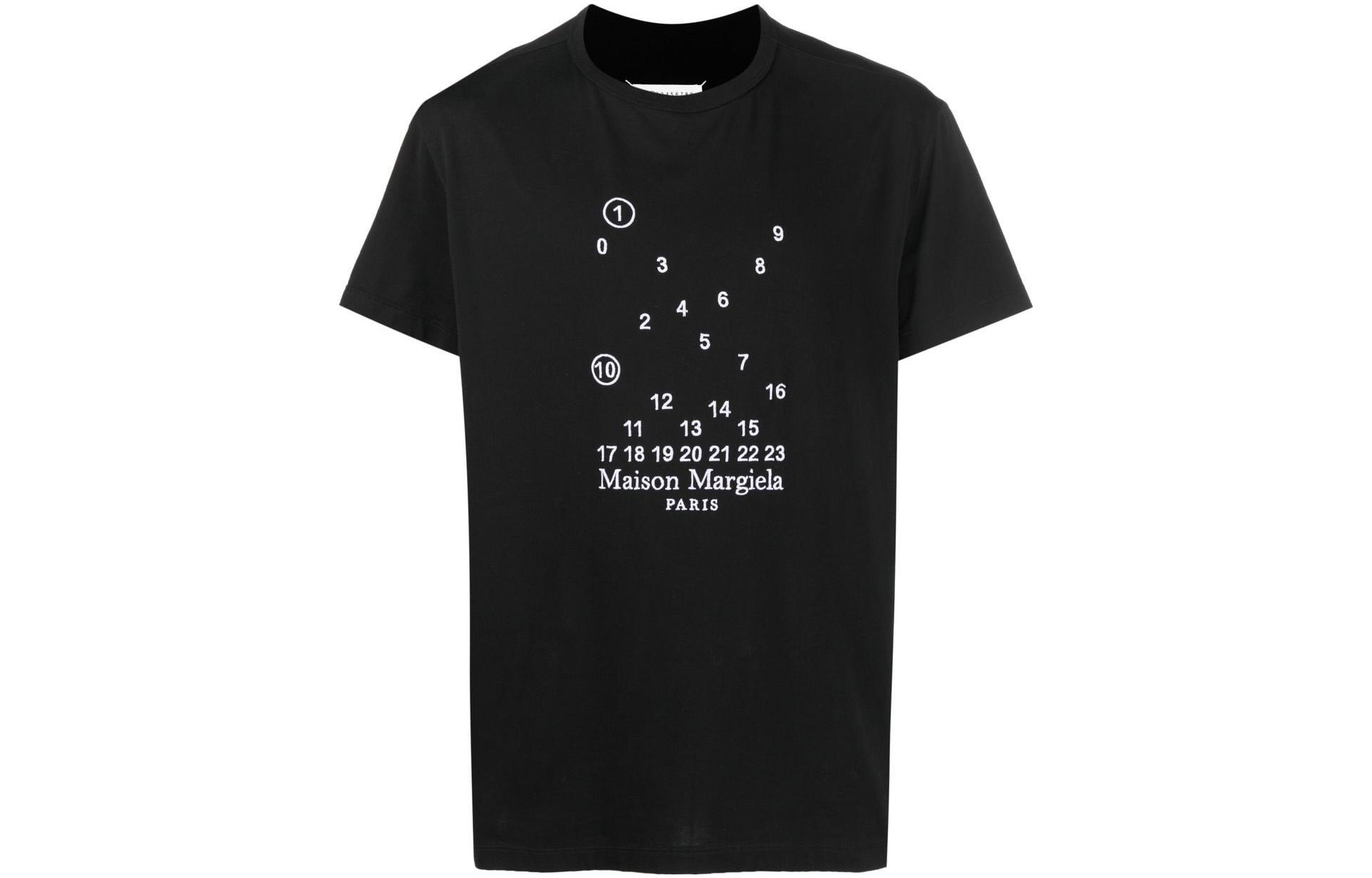 Order Kaos Lengan Pendek Logo Bordir Maison Margiela FW22 Hitam Pria. S50GC0684S22816-900