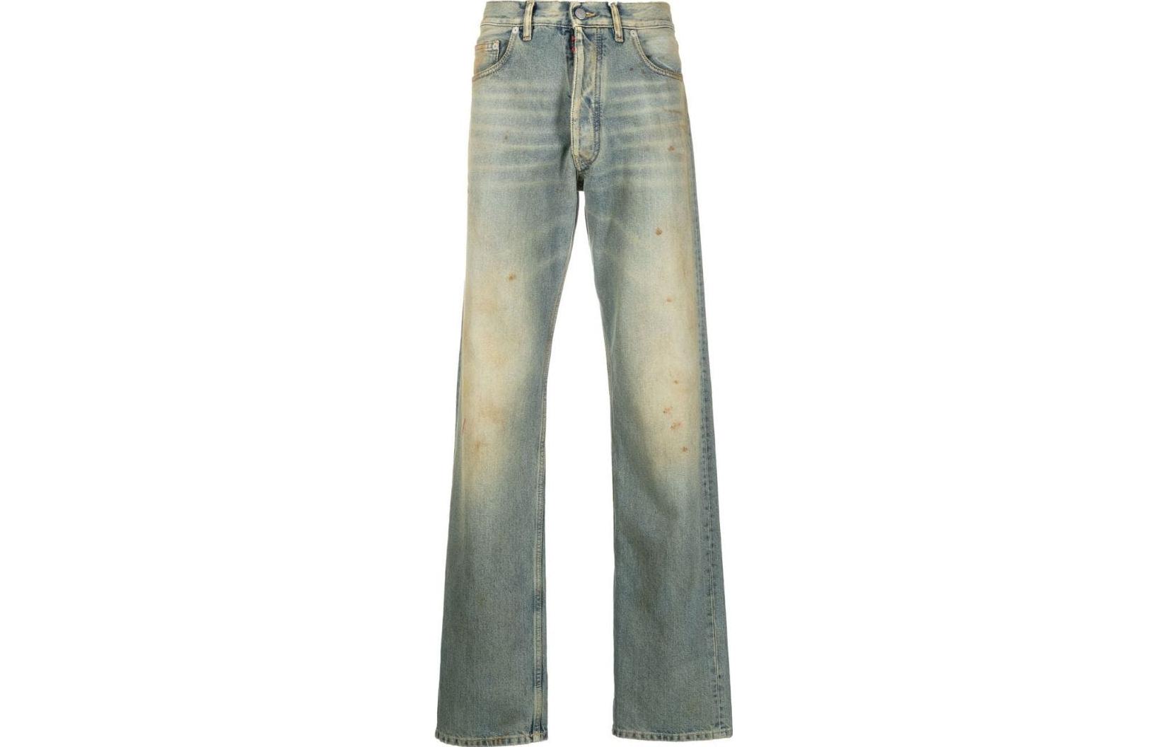 Maison Margiela FW22 Mid-Rise Washed Straight Jeans Unisex Light Blue SI1LA0003S30561975