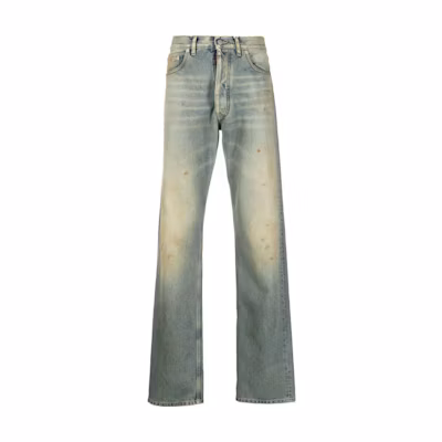 Maison Margiela FW22 Mid-Rise Washed Straight Jeans Unisex Light Blue SI1LA0003S30561975