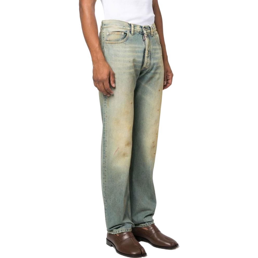 Purchase 메종 마르지엘라 FW22 미드라이즈 워싱 스트레이트 진 유니섹스 라이트 블루 SI1LA0003S30561975