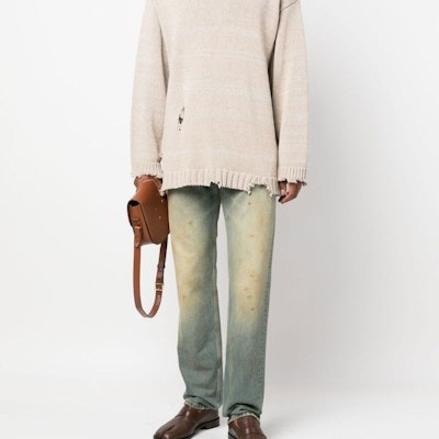 메종 마르지엘라 FW22 미드라이즈 워싱 스트레이트 진 유니섹스 라이트 블루 SI1LA0003S30561975 Details for 메종 마르지엘라 FW22 미드라이즈 워싱 스트레이트 진 유니섹스 라이트 블루 SI1LA0003S30561975