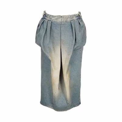 Maison Margiela FW22 Ruched Back-Slit Denim Skirt Blue SI0MA0006S30561975