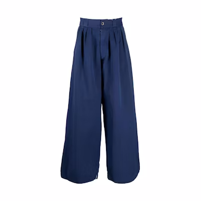 Maison Margiela FW22 Solid High-Waist Wide-Leg Pants Unisex Blue S50KA0621S54760478
