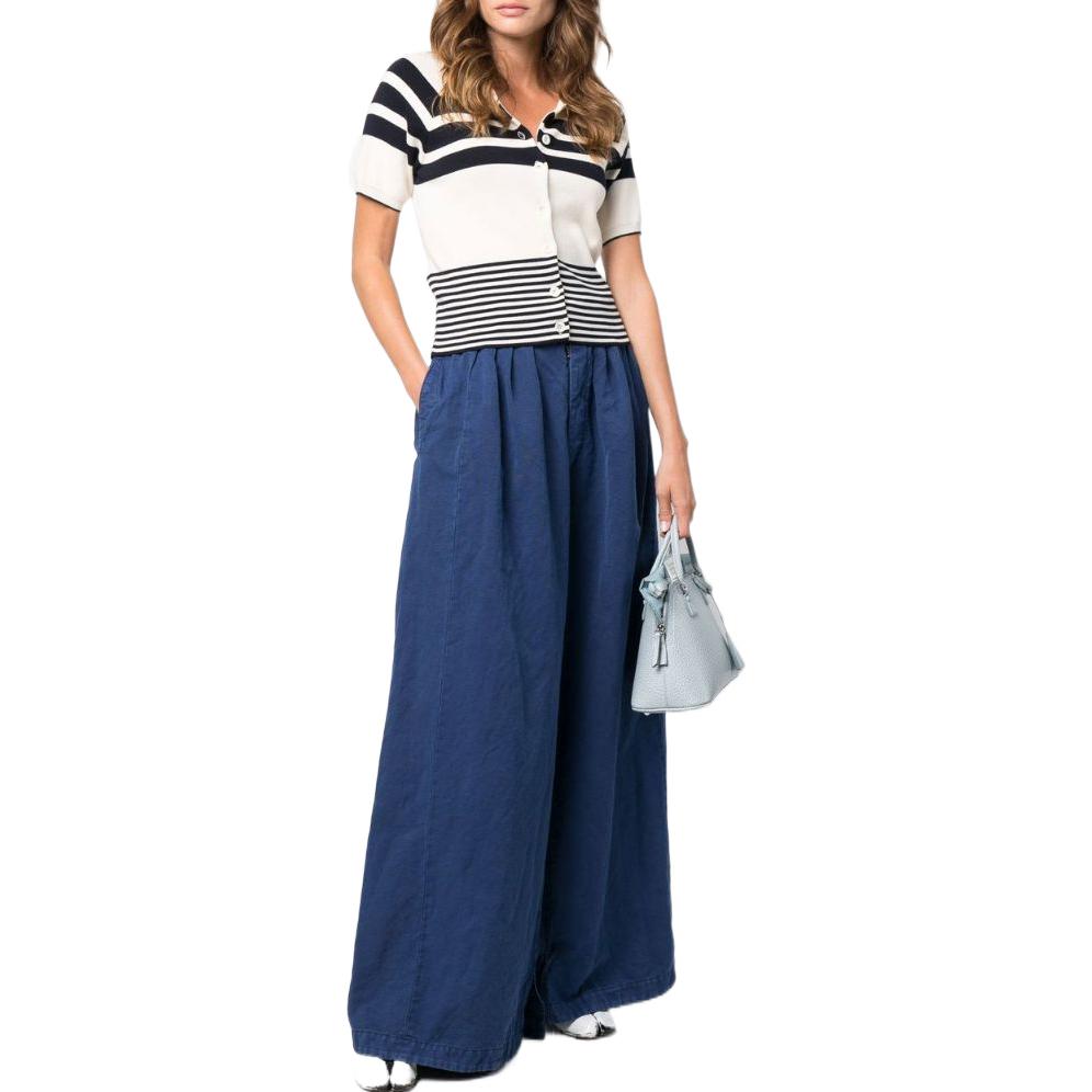 Shop Maison Margiela FW22 Pantalones Azul Unisex Tiro Alto Pierna Ancha S50KA0621S54760478