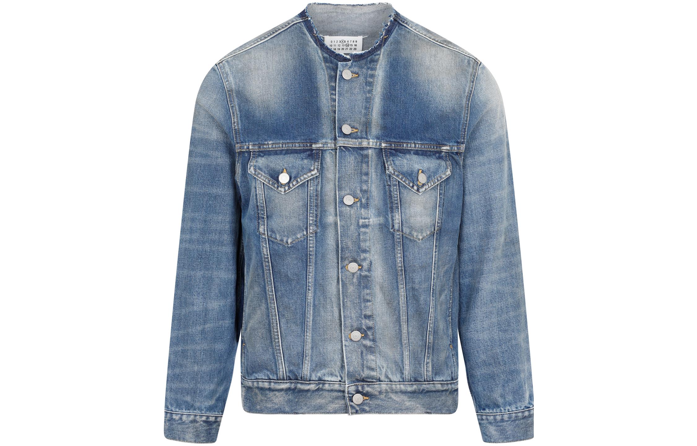 Order Maison Margiela FW22 Jaket Denim Kasual Biru Single-Breasted Lelaki SI1AM0006S30561966