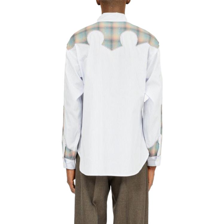 Shop Maison Margiela FW23 藍色條紋細節扣襯衫 男女裝. S67DT0008S78213479F