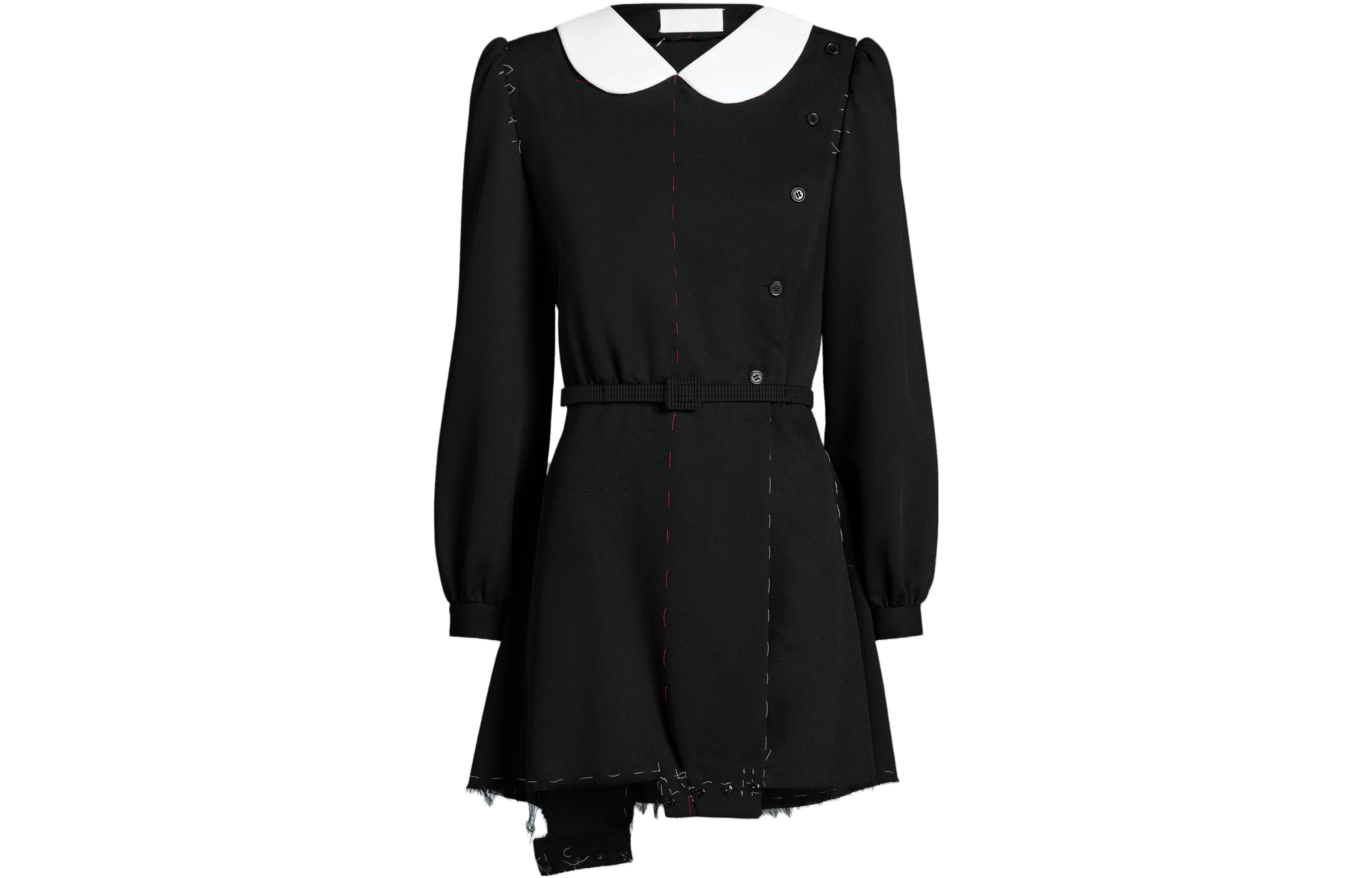 Maison Margiela FW23 Contrast Collar Long Sleeve Dress Black. S29FP0132S78377900