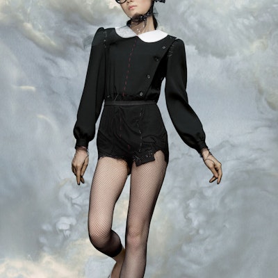 Maison Margiela FW23 对比领长袖连衣裙 黑色 S29FP0132S78377900 Lookbook Maison Margiela FW23 对比领长袖连衣裙 黑色 S29FP0132S78377900