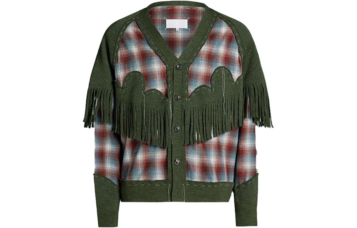 Maison Margiela FW23 Contrast Color Knit Cardigan Green  Sweater. S67HP0010S18318-695M