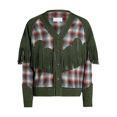 Maison Margiela FW23 Contrast Color Knit Cardigan Green Sweater. S67HP0010S18318-695M