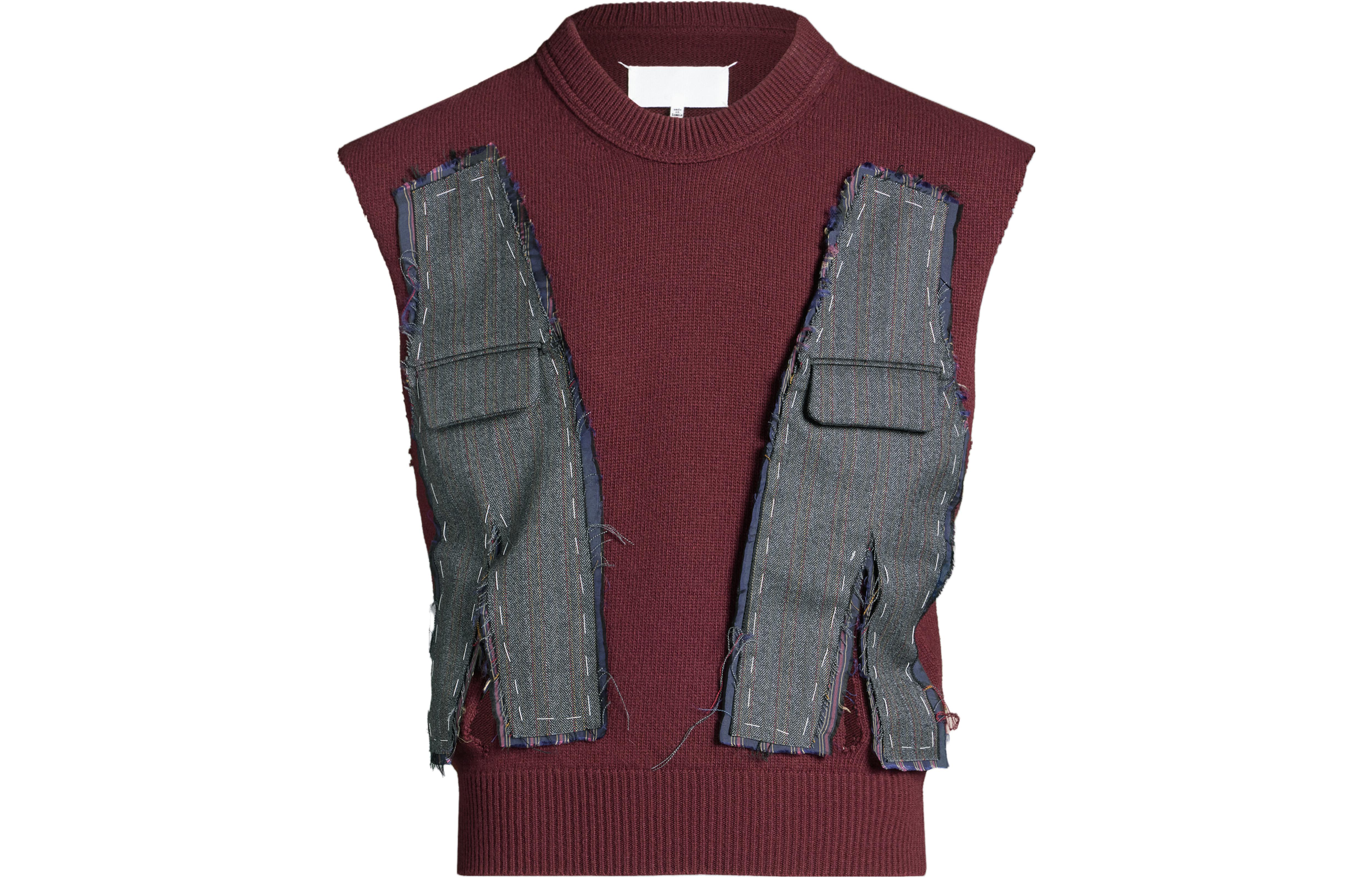 Maison Margiela FW23 Red Patchwork Crewneck Knit Vest Unisex S67FB0034S18331248