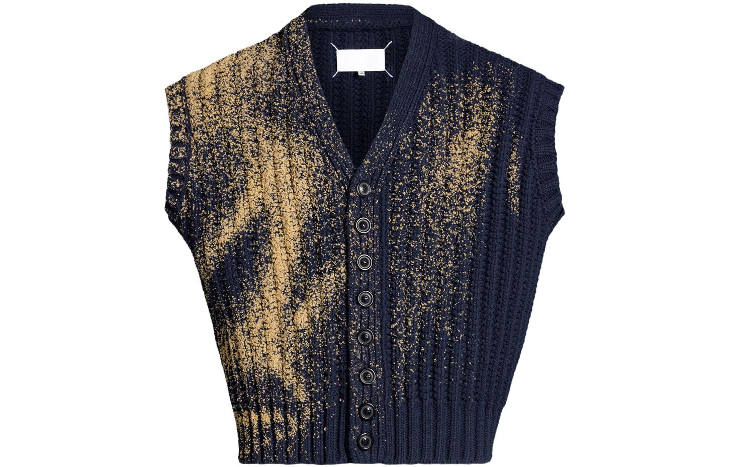 Maison Margiela FW23 Sandstorm V-Neck Button Knit Vest Navy Blue Unisex S67HP0009S18279511