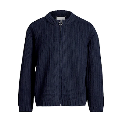 Maison Margiela FW23 Unisex Solid Color Pull Ring Knit Cardigan Navy Blue. S67HP0013S18346511