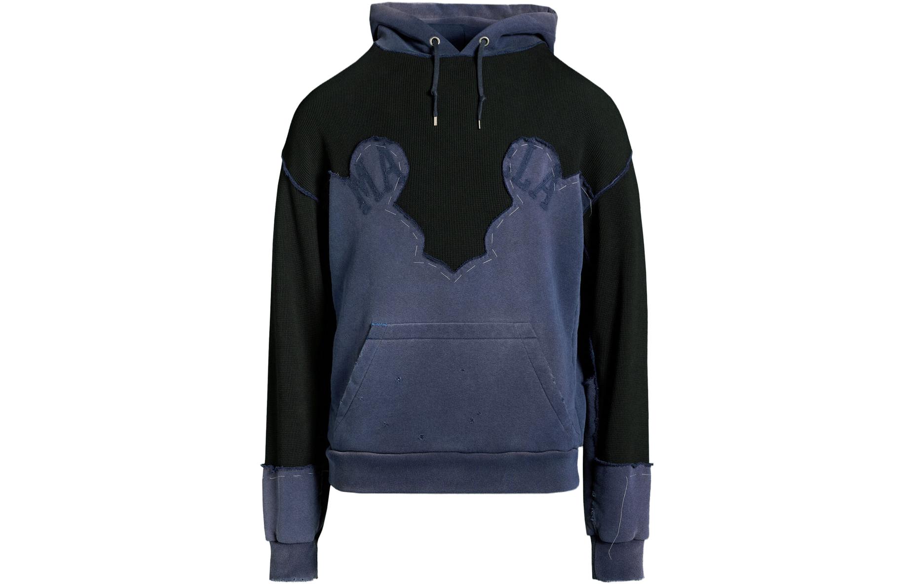 Maison Margiela FW23 Vintage Logo Kangaroo Pocket Hoodie Unisex Retro Blue S67GU0030S25570457