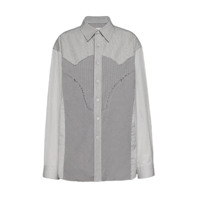 Maison Margiela FW24 Striped Long-Sleeve Casual Shirt - Black. S50DT0037MTN024961