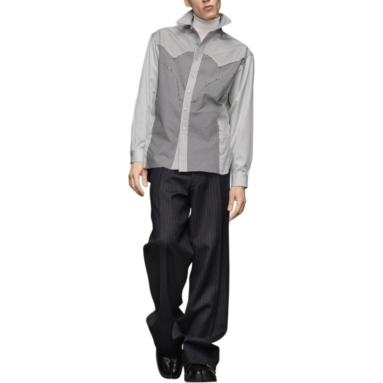 Lookbook Maison Margiela FW24 條紋長袖休閒襯衫 - 黑色 S50DT0037MTN024961