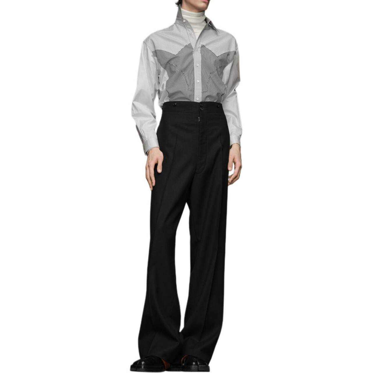 Lookbook メゾンマルジェラ FW24 ワイドレッグ リラックスフィット トラウザーズ ブラック S50KA0654M35203900