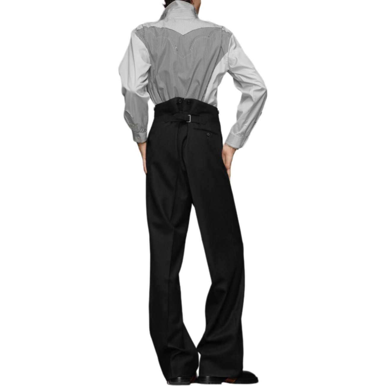 Shop メゾンマルジェラ FW24 ワイドレッグ リラックスフィット トラウザーズ ブラック S50KA0654M35203900