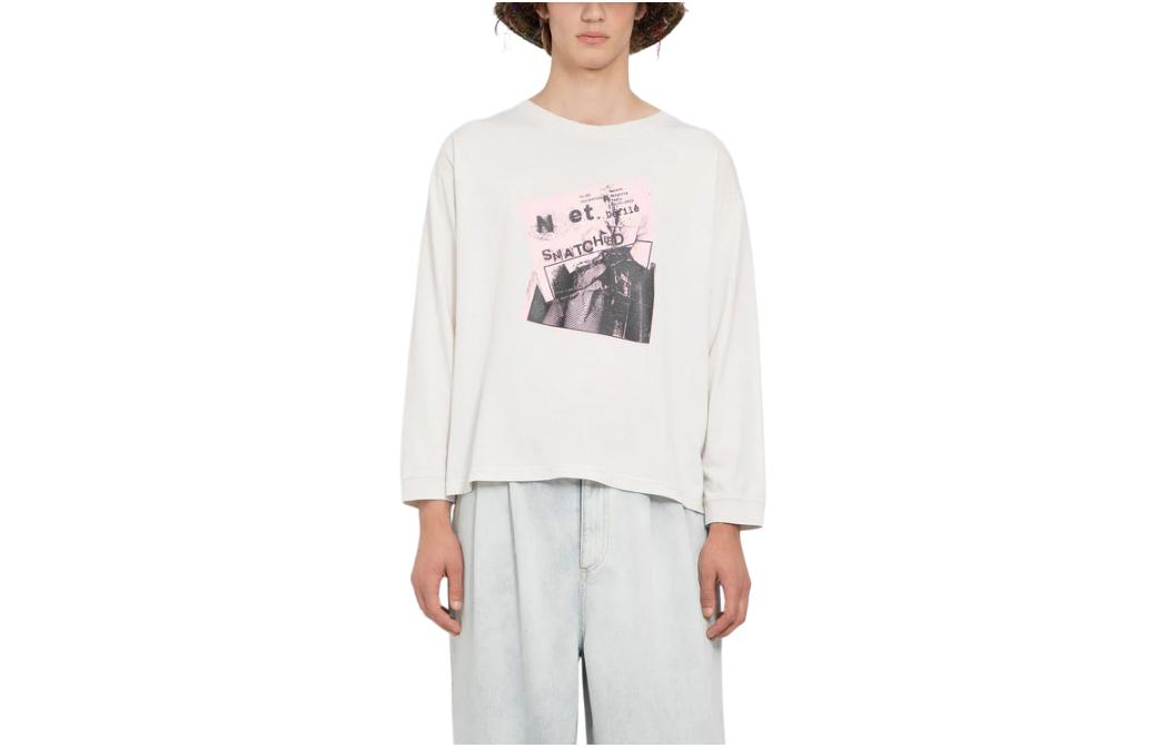 Order Maison Margiela Baju Lengan Panjang Cetakan Grafik Putih. S50GC0698-S24575-856