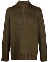 Maison Margiela Green Half-Zip Pullover Sweater with Ribbed Collar S50GP0263S17850707F Maison Margiela Green Half-Zip Pullover Sweater with Ribbed Collar S50GP0263S17850707F