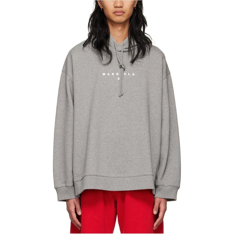 Maison Margiela Grey Pink Embroidered Loose Fit Crewneck Sweatshirt S50GU0199S25571203