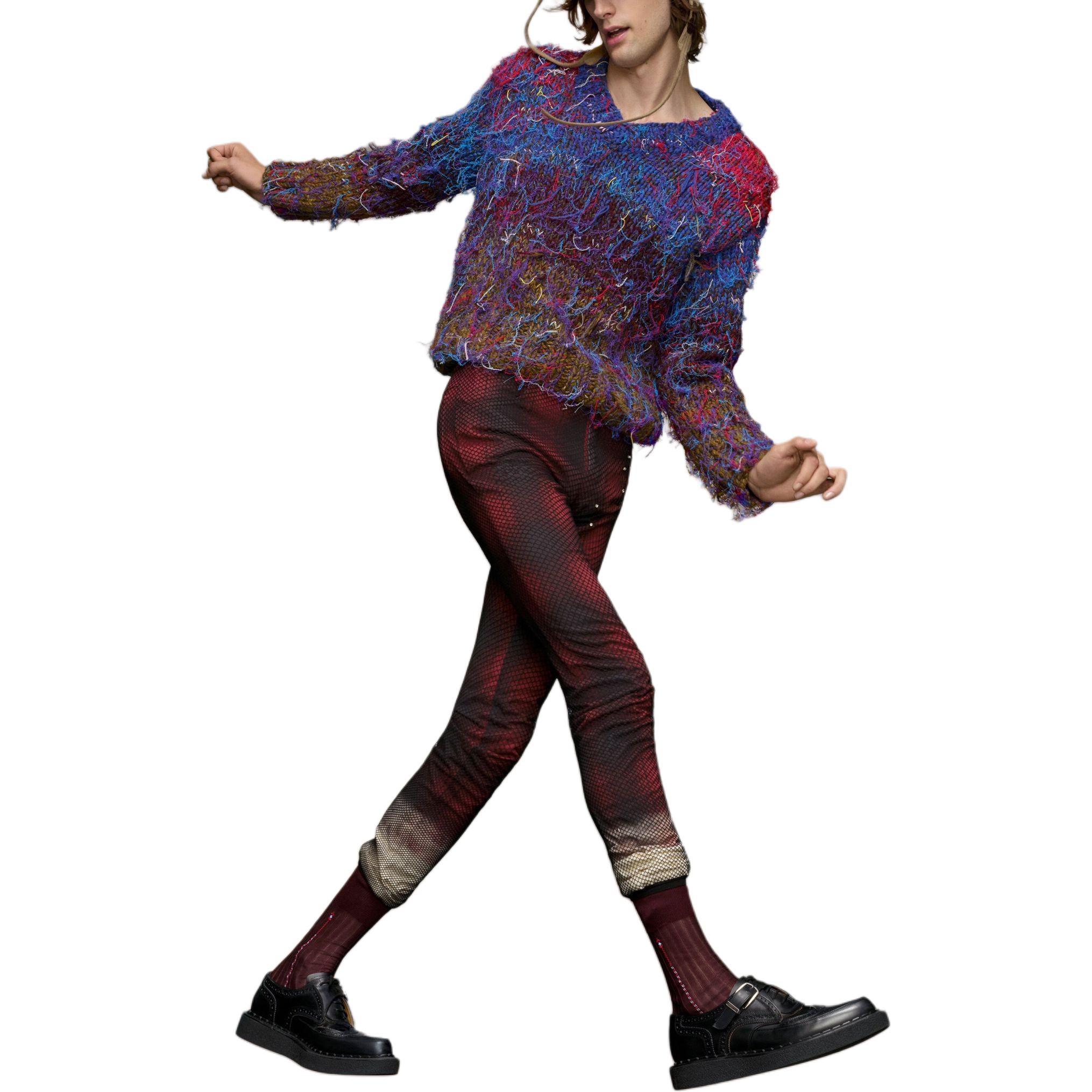 Lookbook Maison Margiela Baju Sejuk Rajut Lelaki V-Leher Lengan Panjang Berwarna-Warni. S50HN0002S18410001F